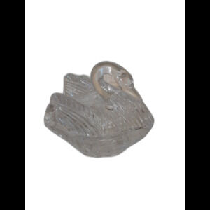 Vintage Clear Pressed Glass Swan on a Nest Candy Dish Jewelry Trinket Box